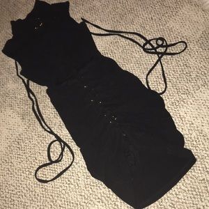 Club Dress Sexy Bodycon Midriff Cutout Straps L